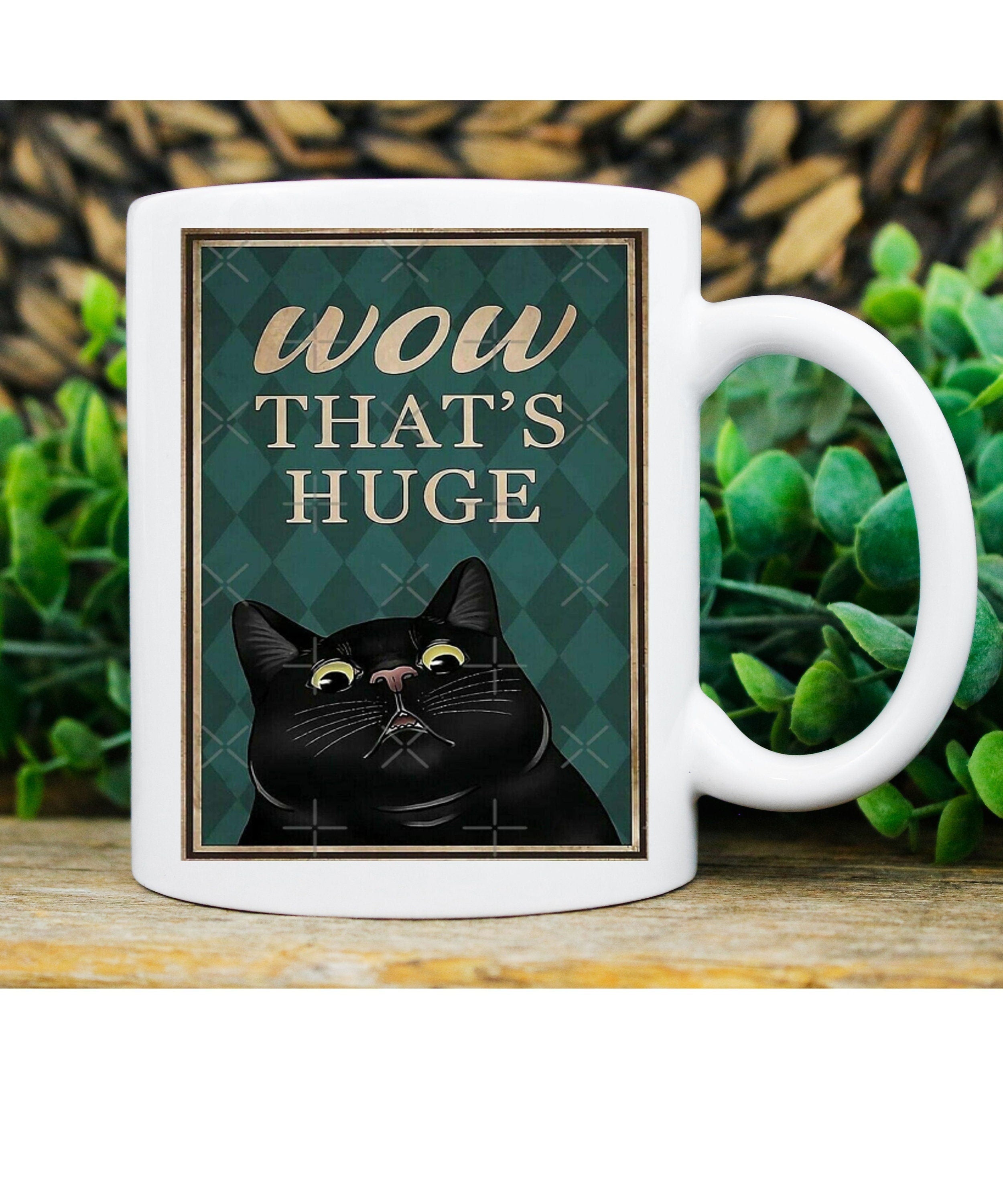 wow thats huge funny black cat mug  ,retro black cat ,funny cat painting ,Black Cat coffee, cat lover Gifts ,gift for cat owner