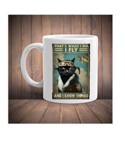 thats what i do i fly and i know things  , black tabby cat ,old painting tabby cat ,Black Cat coffee, cat lover Gifts ,gift for cat owner