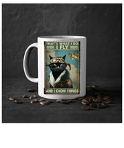 thats what i do i fly and i know things  , black tabby cat ,old painting tabby cat ,Black Cat coffee, cat lover Gifts ,gift for cat owner
