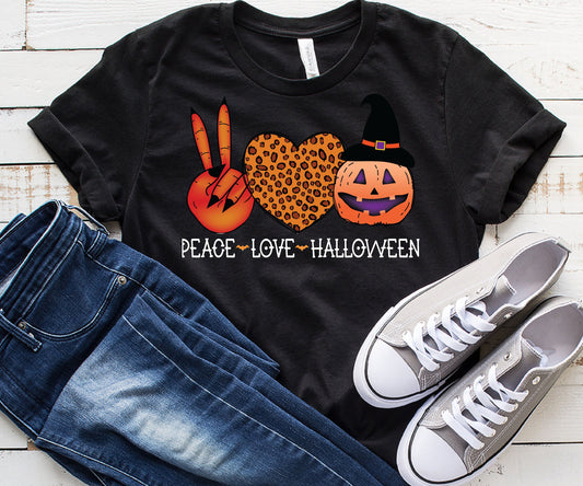 Peace Love Pumpkin Shirt, Horrible T-Shirt, Halloween Pumpkin Outfit, Funny Skeleton Shirt, Halloween Gift for Family, Funny Halloween tee