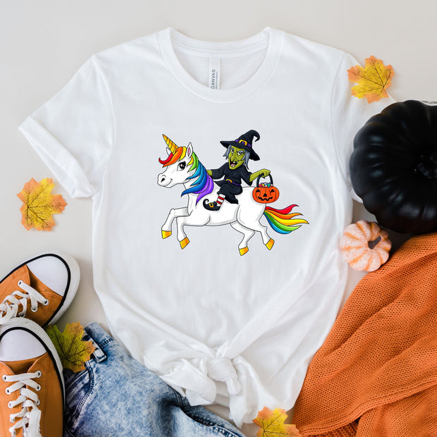 witch on a unicorn shirt,halloween unicorn  shirt, unicorn witch shirt ,pumpkin tshirt,  halloween costume, halloween gift