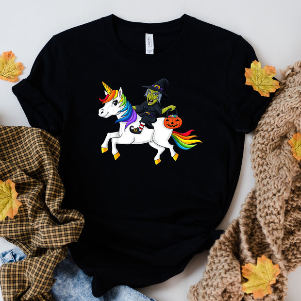 witch on a unicorn shirt,halloween unicorn  shirt, unicorn witch shirt ,pumpkin tshirt,  halloween costume, halloween gift