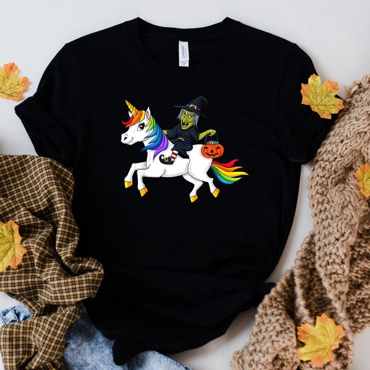 witch on a unicorn shirt,halloween unicorn  shirt, unicorn witch shirt ,pumpkin tshirt,  halloween costume, halloween gift