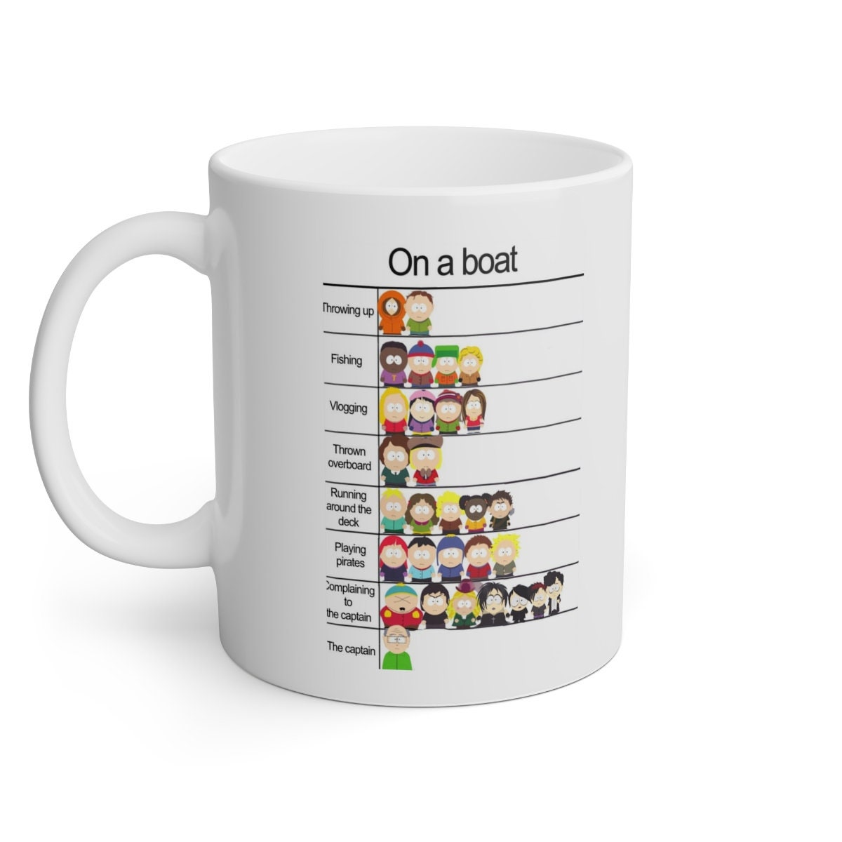 southpark  meme on a boat ,handmade southpark mug,southpark gifts,cartman mug,90s cartoon mug,southpark cup gift