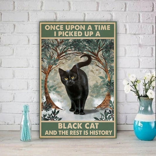 once a upon a time  cat-poster , Black Cat Wall Art - Black Cat Print - -Black Cat Artwork - Home Decor