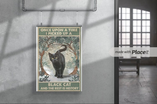 once a upon a time  cat-poster , Black Cat Wall Art - Black Cat Print - -Black Cat Artwork - Home Decor