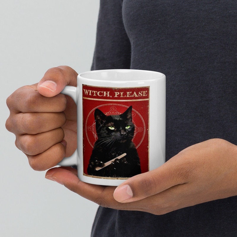 which please black cat coffee  mug  ,retro black cat ,ceramic black cat mug ,Black Cat coffee, cat lover Gifts
