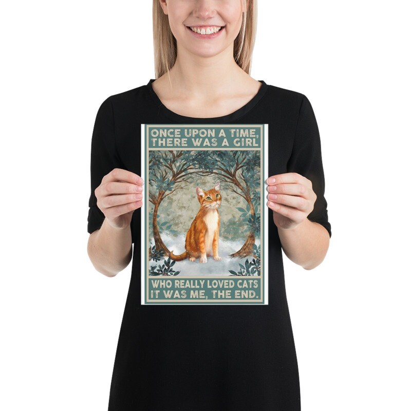 once upon a time there was a girl who liked cats. cat-poster , Black Cat Wall Art - Black Cat Print -Black Cat Artwork - Home Decor