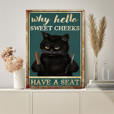 why hello sweet cheeks ,black cat-poster , Black Cat Wall Art - Black Cat Print -Black Cat Artwork - Home Decor