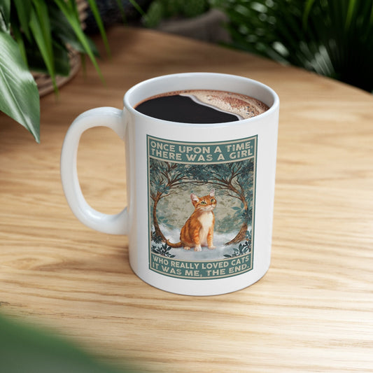 once upon a time there was a cat ,tabby cat 11oz coffee mug  tabby Cat coffee, cat lover Gifts ,gift for cat owner
