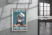 i bake so i dont punch people in the throat a cat-poster , Black Cat Wall Art - Black Cat Print - -Black Cat Artwork - Home Decor