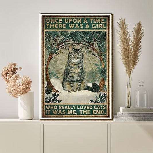 once a upon a time there was  a girl who  cat poster .tabby cat-poster ,tabby Cat Wall Art - tabby Cat Print -tabby Cat Artwork - Home Decor