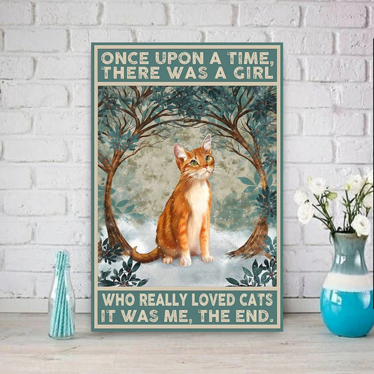 once upon a time there was a girl who liked cats. cat-poster , Black Cat Wall Art - Black Cat Print -Black Cat Artwork - Home Decor