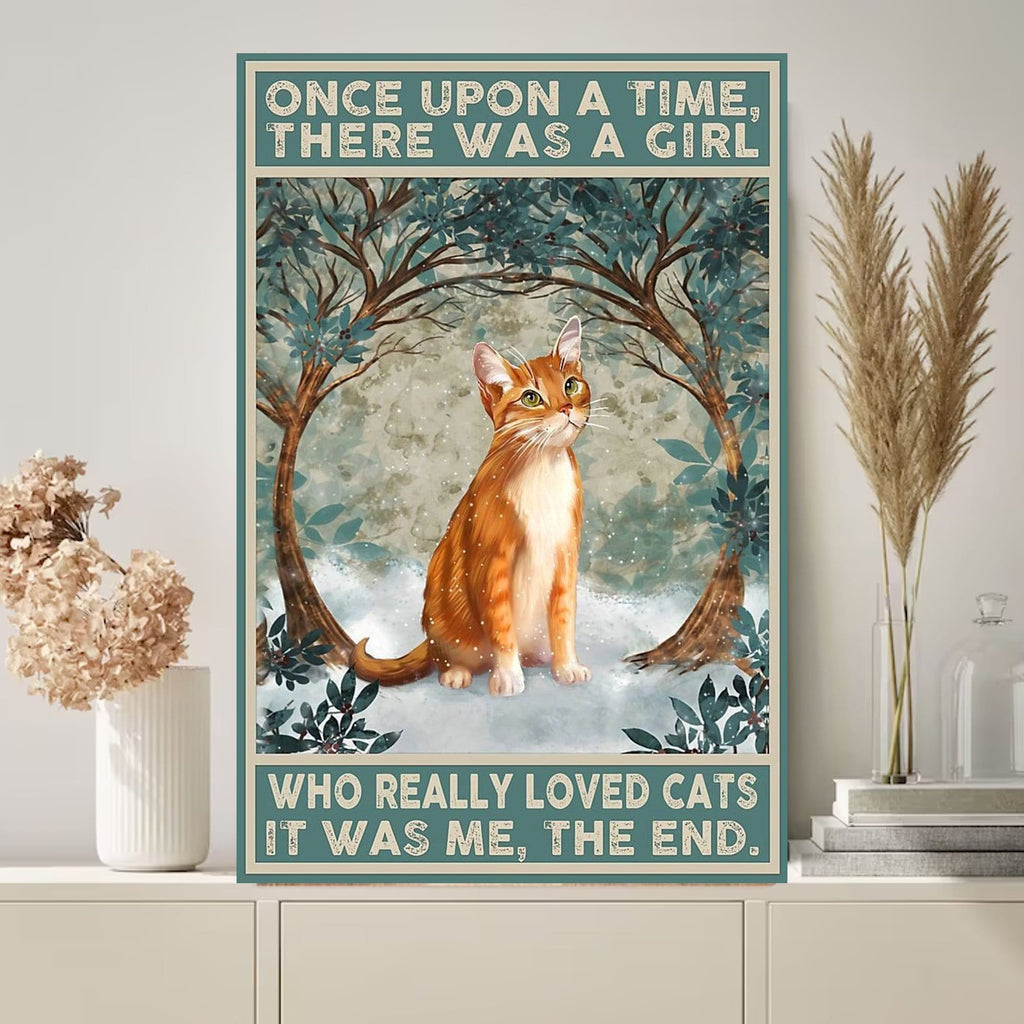once upon a time there was a girl who liked cats. cat-poster , Black Cat Wall Art - Black Cat Print -Black Cat Artwork - Home Decor