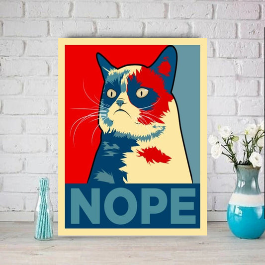nope  black cat-poster , Black Cat Wall Art - Black Cat Print -Black Cat Artwork - Home Decor