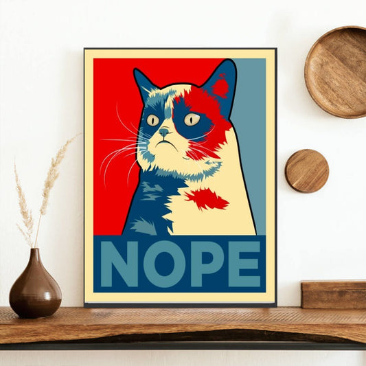 nope  black cat-poster , Black Cat Wall Art - Black Cat Print -Black Cat Artwork - Home Decor