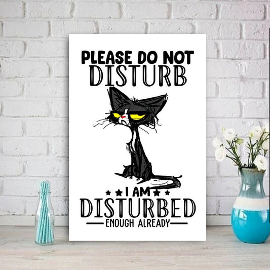 please dont disturb iam already distrurbed black cat-poster , Black Cat Wall Art - Black Cat Print -Black Cat Artwork - Home Decor