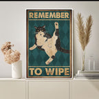 remember to wipe ,black cat-poster , Black Cat Wall Art - Black Cat Print -Black Cat Artwork - Home Decor