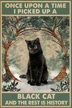 once a upon a time  i picked up  cat, cat-poster , Black Cat Wall Art - Black Cat Print - -Black Cat Artwork - Home Decor