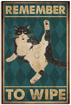 remember to wipe ,black cat-poster , Black Cat Wall Art - Black Cat Print -Black Cat Artwork - Home Decor