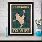 remember to wipe ,black cat-poster , Black Cat Wall Art - Black Cat Print -Black Cat Artwork - Home Decor