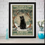 once upon a time i picked up  a cat , cat-poster , Black Cat Wall Art - Black Cat Print - -Black Cat Artwork - Home Decor
