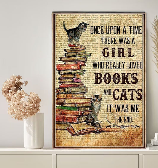 once a upon a time there as a girl  ,black cat-poster , Black Cat Wall Art - Black Cat Print -Black Cat Artwork - Home Decor