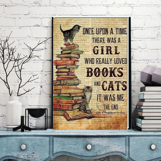 once a upon a time there as a girl  ,black cat-poster , Black Cat Wall Art - Black Cat Print -Black Cat Artwork - Home Decor