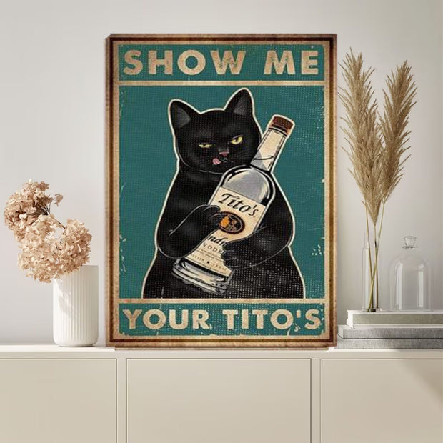 show me your titos  ,Art -black Cat Print -black Cat Artwork - Home Decor