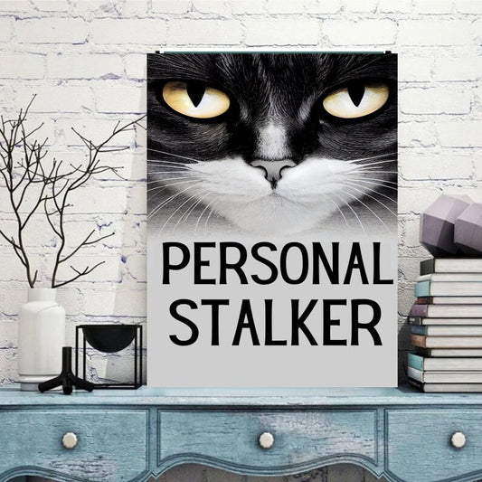personal stalker black cat  poster , Black Cat Wall Art - Black Cat Print -Black Cat Artwork - Home Decor