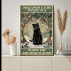 once upon a time i picked up  a cat , cat-poster , Black Cat Wall Art - Black Cat Print - -Black Cat Artwork - Home Decor