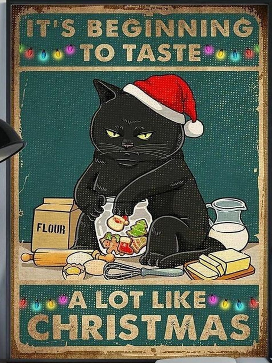 its beginning to taste like christmas   cat-poster , Black Cat Wall Art -home decor