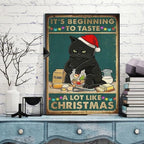 its beginning to taste like christmas   cat-poster , Black Cat Wall Art -home decor