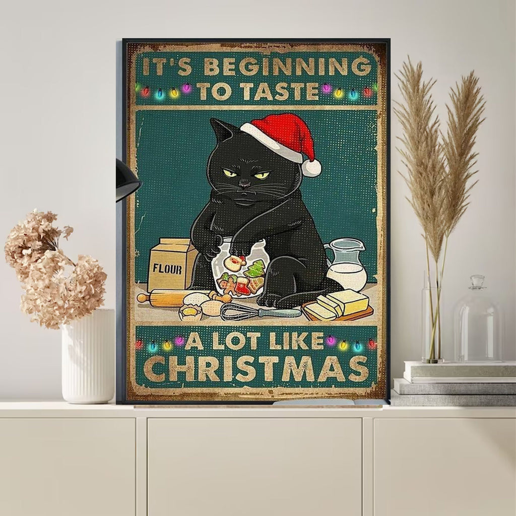 its beginning to taste like christmas   cat-poster , Black Cat Wall Art -home decor