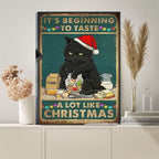 its beginning to taste like christmas   cat-poster , Black Cat Wall Art -home decor