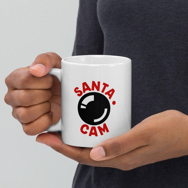 santa cam, 11oz  ceramic Christmas  mug , Christmas hot chocolate  mug gift , winter mug, holiday mug, gifts for her