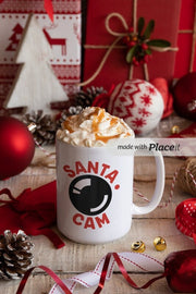 santa cam, 11oz  ceramic Christmas  mug , Christmas hot chocolate  mug gift , winter mug, holiday mug, gifts for her
