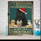 its beginning to taste like christmas   cat-poster , Black Cat Wall Art -home decor