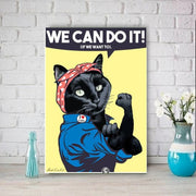 we can do  it poster , cat-poster, Black Cat Wall Art  Black Cat Print -Black Cat Artwork - Home Decor