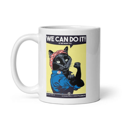 we can do it  ,retro black cat ,Black Cat coffee, cat lover Gifts ,gift for cat owner