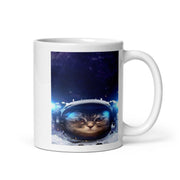 tabby cat  in space helmet ,110z ceramic mug, black cat  coffee mug ,cat lover Gifts ,gift for cat owner
