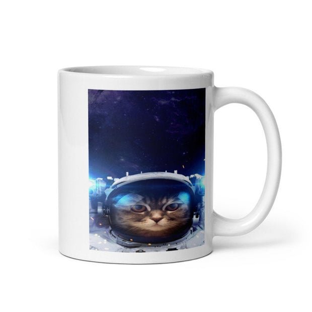 tabby cat  in space helmet ,110z ceramic mug, black cat  coffee mug ,cat lover Gifts ,gift for cat owner