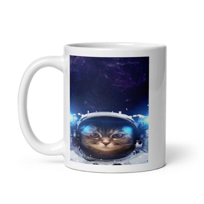 tabby cat  in space helmet ,110z ceramic mug, black cat  coffee mug ,cat lover Gifts ,gift for cat owner