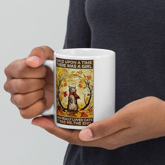 once upon a time there was a girl who loved cats  ,110z ceramic mu g, black cat  coffee mug ,cat lover Gifts ,gift for cat owner