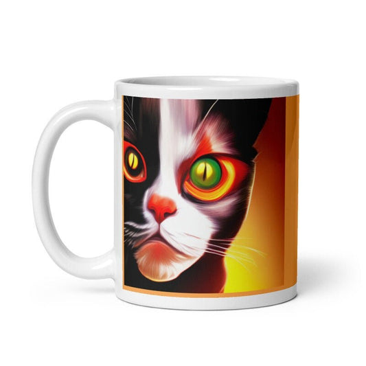 Psychedelic black cat mug .cat lover Gifts ,Funny Coffee Mug,black cat  coffee mug
