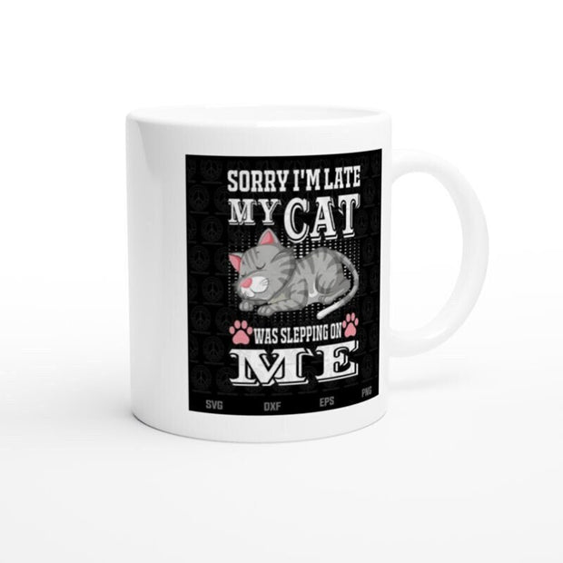 sorry my iam late my cat was sittin on me ,retro black cat,,Black Cat coffee, cat lover Gifts ,gift for cat owner