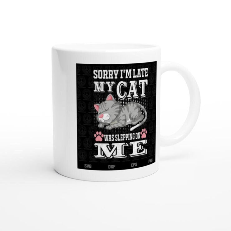 sorry my iam late my cat was sittin on me ,retro black cat,,Black Cat coffee, cat lover Gifts ,gift for cat owner