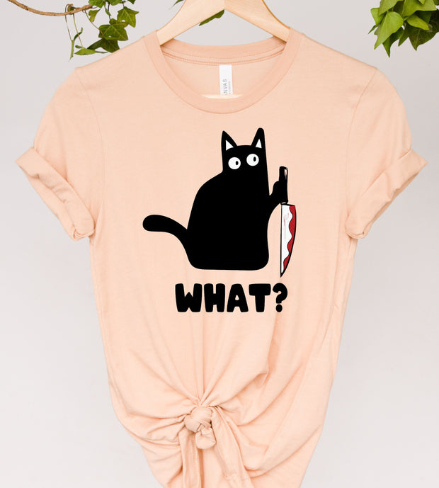 What cat Murderous Black Cat With Knife Meme ,Gift Funny Style what black cat t shirt ,gift for cat owner