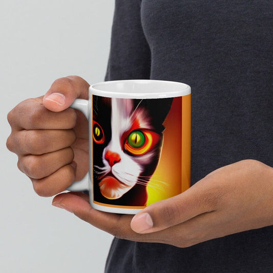 Psychedelic black cat mug .cat lover Gifts ,Funny Coffee Mug,black cat  coffee mug