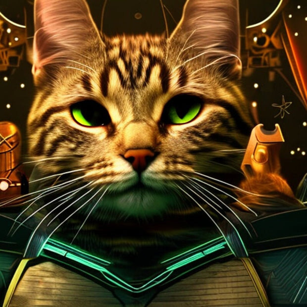 Steampunk Cats - tabby cats art ,Futuristic Digital Art File, Edgy Wall Decor, AI Generated Art -Ai wall art,ai art print
